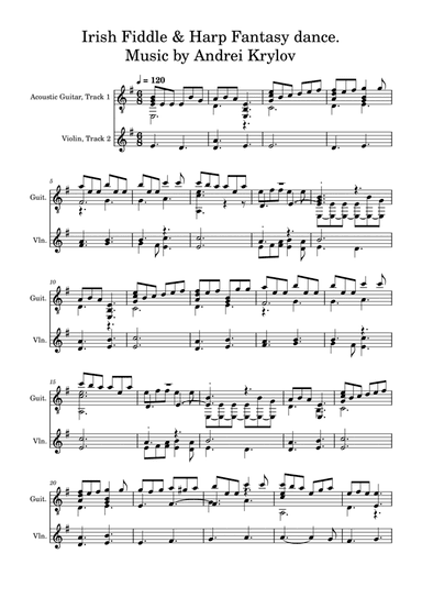 Irish Fiddle &amp; Harp Fantasy dance.  Music by Andrei Krylov (please listen audio on Spotify etc.)