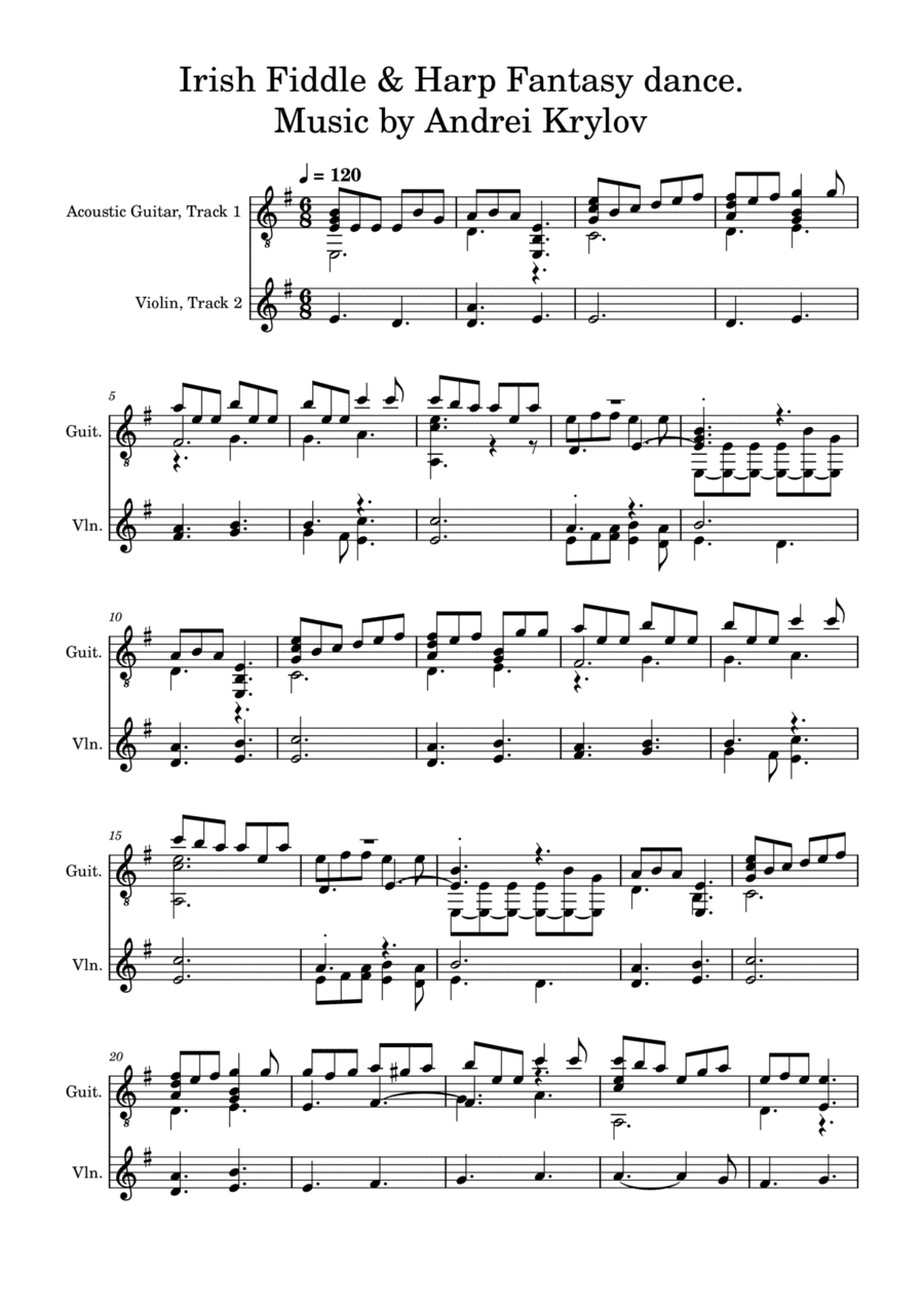 Irish Fiddle &amp; Harp Fantasy dance.  Music by Andrei Krylov (please listen audio on Spotify etc.)