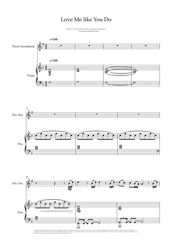 Love Me Like You Do (arr. Matthew pyeon)