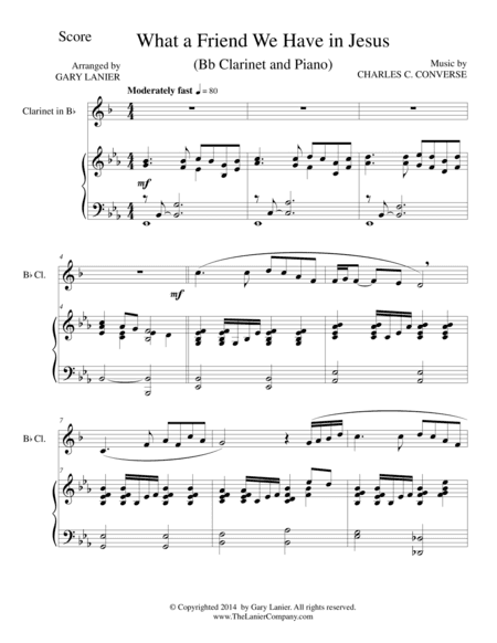 WHAT A FRIEND WE HAVE IN JESUS (Bb Clarinet/Piano and Clarinet Part) (arr. Gary Lanier)