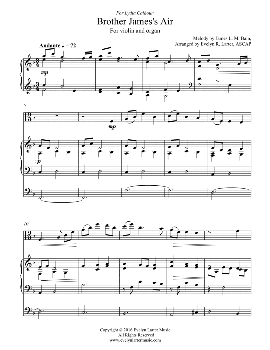 Brother James's Air (arr. Evelyn Larter Music)