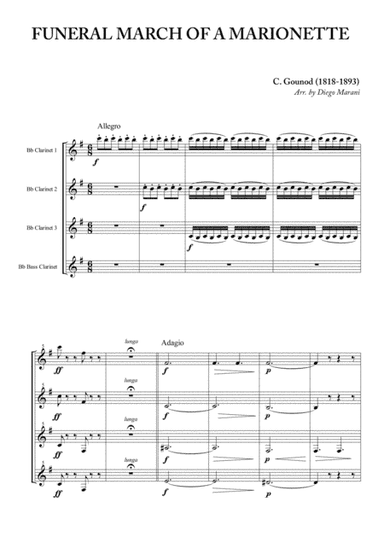 Funeral March of a Marionette for Clarinet Quartet (arr. Diego Marani)