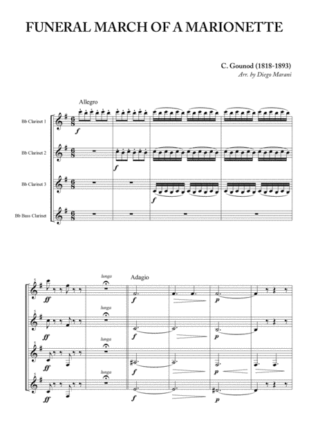 Funeral March of a Marionette for Clarinet Quartet (arr. Diego Marani)