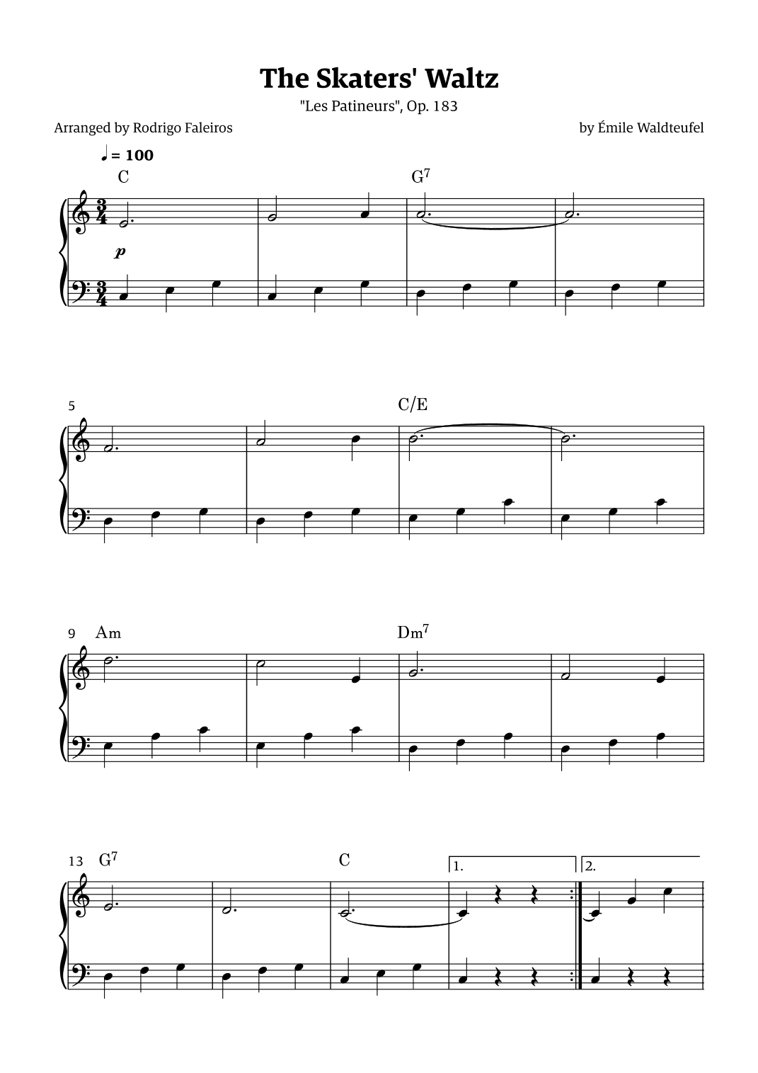 The Skaters Waltz (for beginners - with chords) (arr. Rodrigo Faleiros)