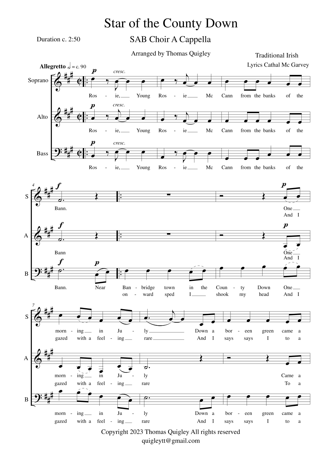 Star of the County Down (arr. Thomas Quigley)