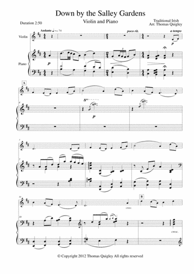 Down by the Salley Gardens (arr. Thomas Quigley)