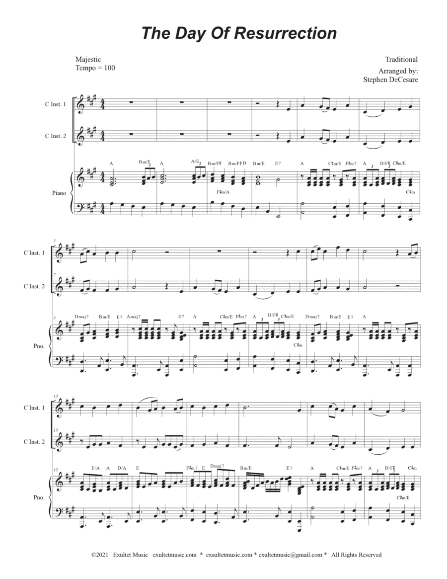 The Day Of Resurrection (Duet for C-Instruments - Piano Accompaniment) (arr. Stephen DeCesare)