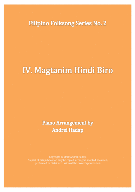 Magtanim Hindi Biro - arranged for Piano Solo (arr. Andrei Hadap)