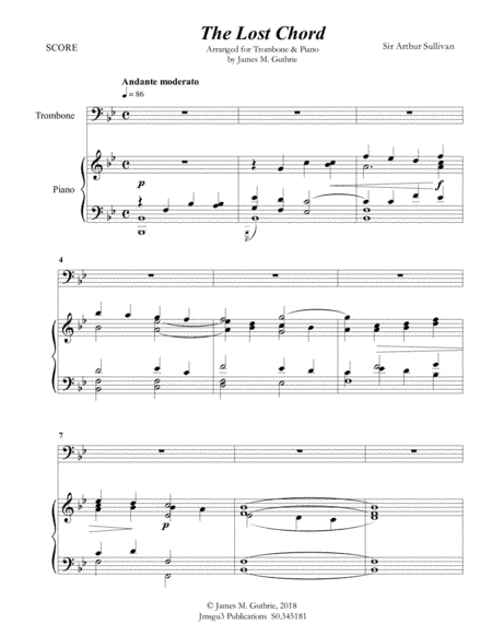 Sullivan: The Lost Chord for Trombone & Piano (arr. James M. Guthrie, ASCAP)