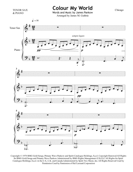 Colour My World (arr. James M. Guthrie, ASCAP)