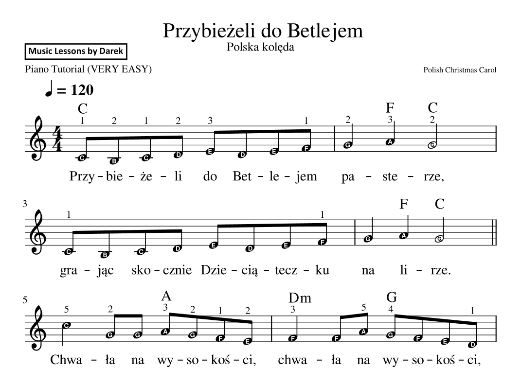 Przybiezeli do Betlejem (Polish Christmas Carol) [VERY EASY PIANO] (arr. Darek)