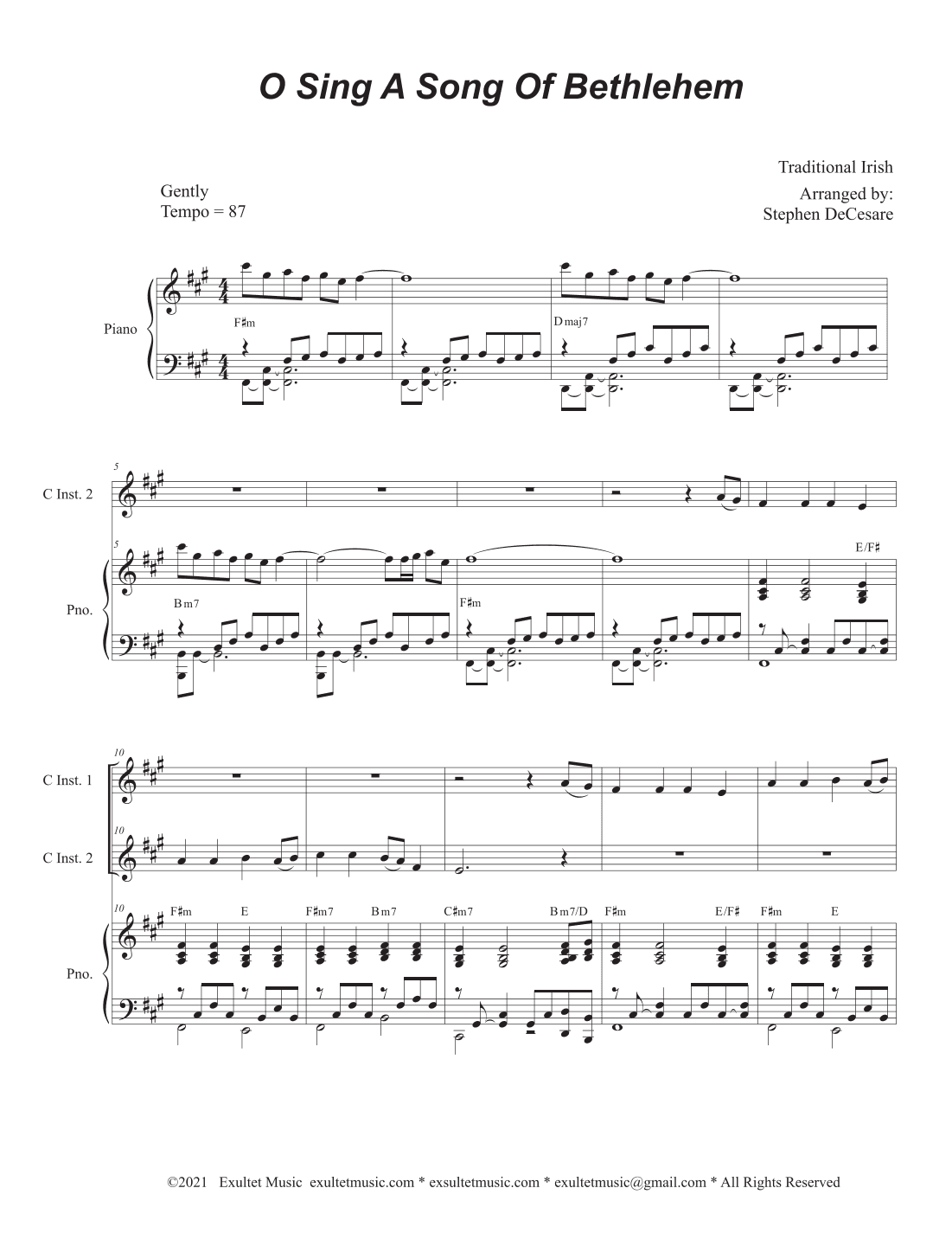 O Sing A Song Of Bethlehem (Duet for C-Instruments) (arr. Stephen DeCesare)