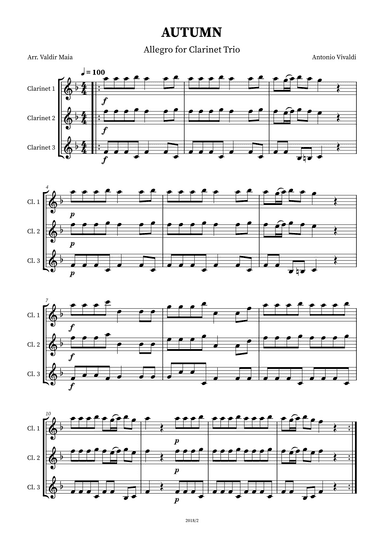 Autumn - The Four Seasons for Clarinet Trio (arr. Valdir Maia)