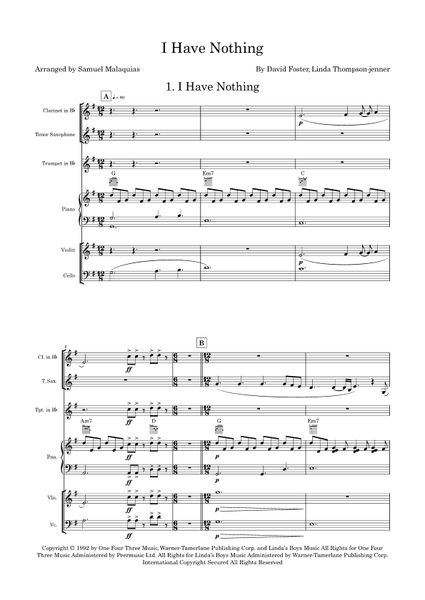 I Have Nothing (arr. SAMUEL DE SOUZA MALAQUIAS)