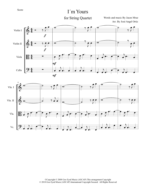 I'm Yours (arr. Angeluz ramwagmoz)