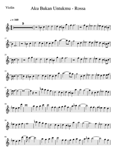Aku Bukan Untukmu - Rossa (Simple Violin Sheet Music) (arr. NANA NABILA)