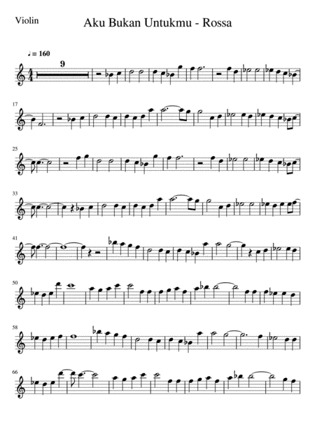 Aku Bukan Untukmu - Rossa (Simple Violin Sheet Music) (arr. NANA NABILA)