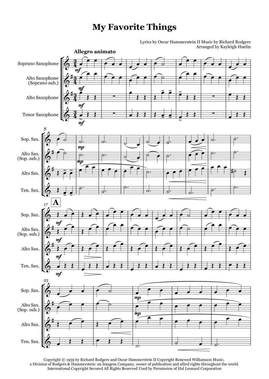 My Favorite Things (arr. Kayleigh Huelin)