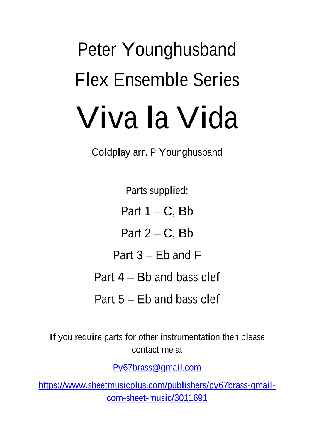 Viva La Vida (arr. Peter Younghusband)
