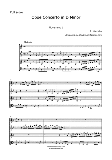 Marcello Concerto for Oboe and Keyboard (arr. SheetMusic4Strings)