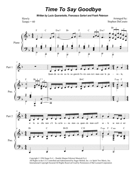 Time To Say Goodbye (arr. Stephen DeCesare)