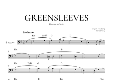 Greensleeves (Bassoon Solo) - English Folk Song (arr. Pedro Merendi)