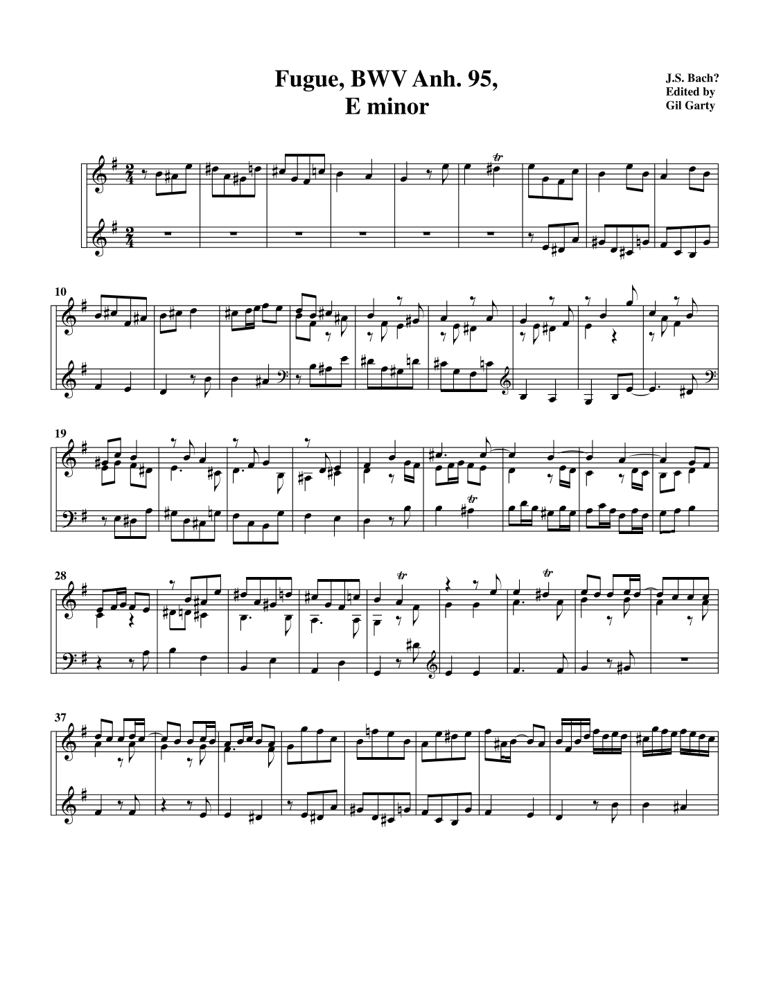 Fugue, BWV 95, E minor (arr. Gil Garty)