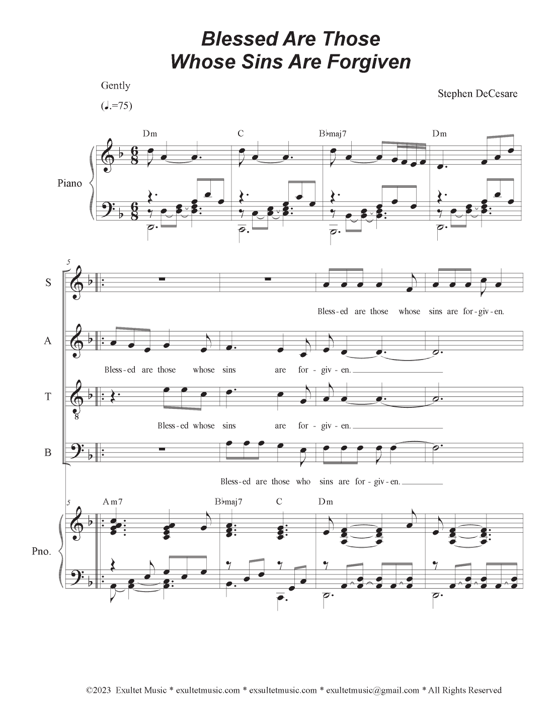 Blessed Are Those Whose Sins Are Forgiven (SATB)