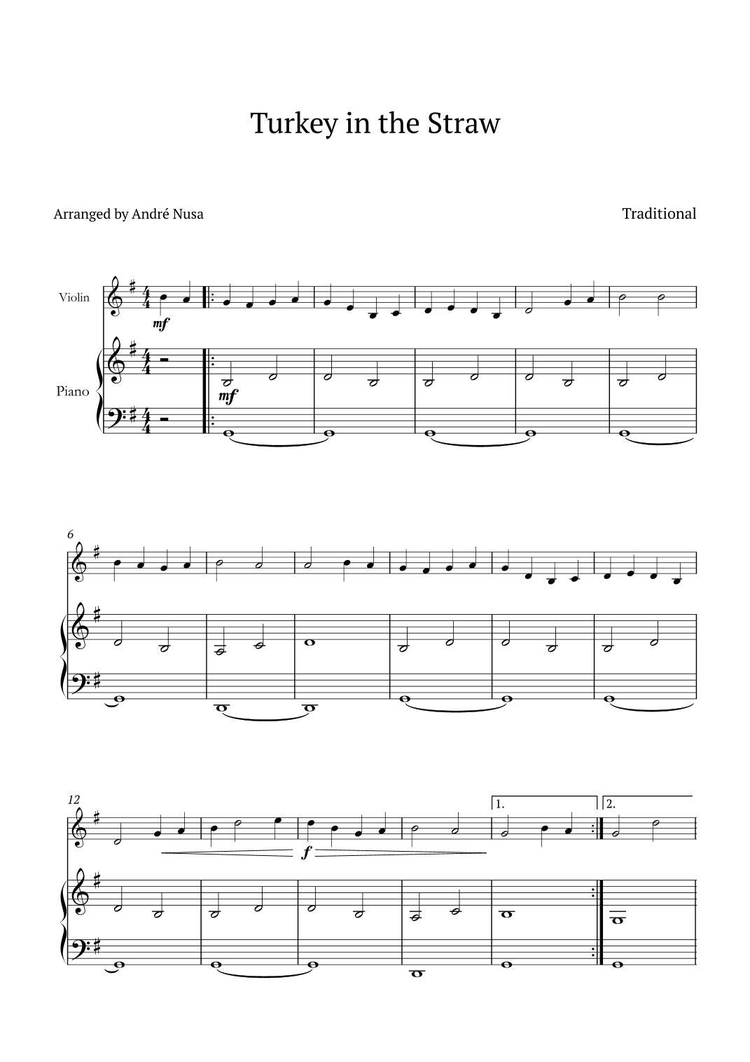 Turkey in the Straw (arr. André Nusa)
