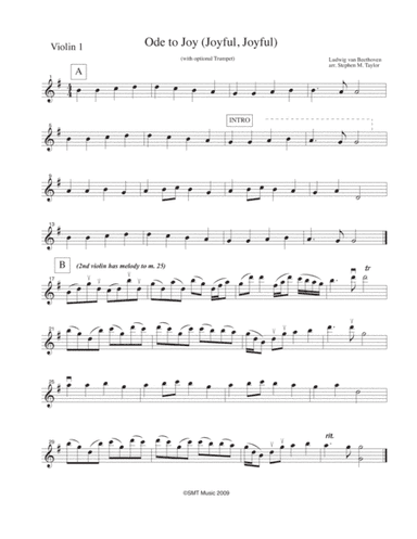 Ode to Joy (Joyful, Joyful) for string quartet with opt. Trumpet (arr. Stephen M. Taylor)