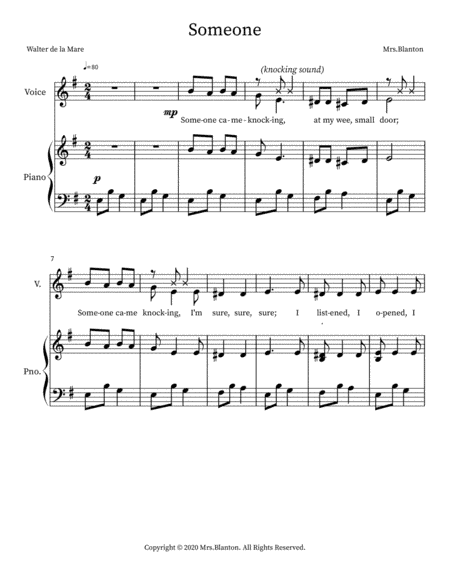 Someone Came Knocking- A Children's Poem set to Music with Accompaniment
