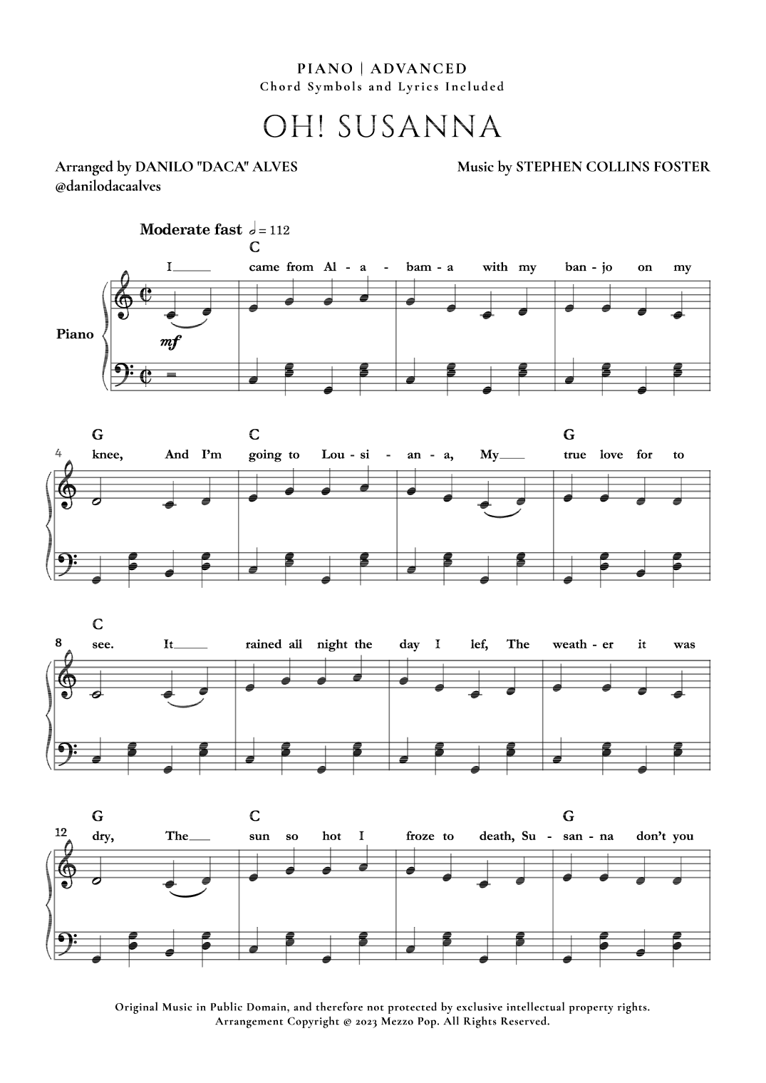 Oh! Susanna (arr. Danilo "Daca" Alves)