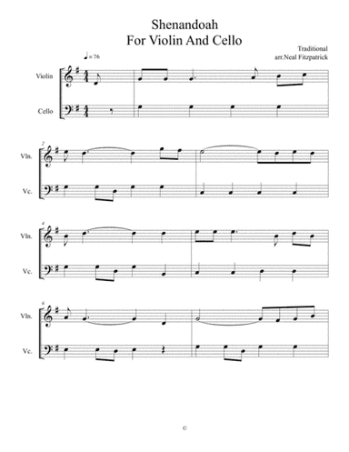 Shenandoah For Violin And Cello (arr. Neal Fitzpatrick)