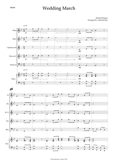 Wedding March (Wagner)  Woodwing Quintet Piano (arr. Cadu Barcelos)