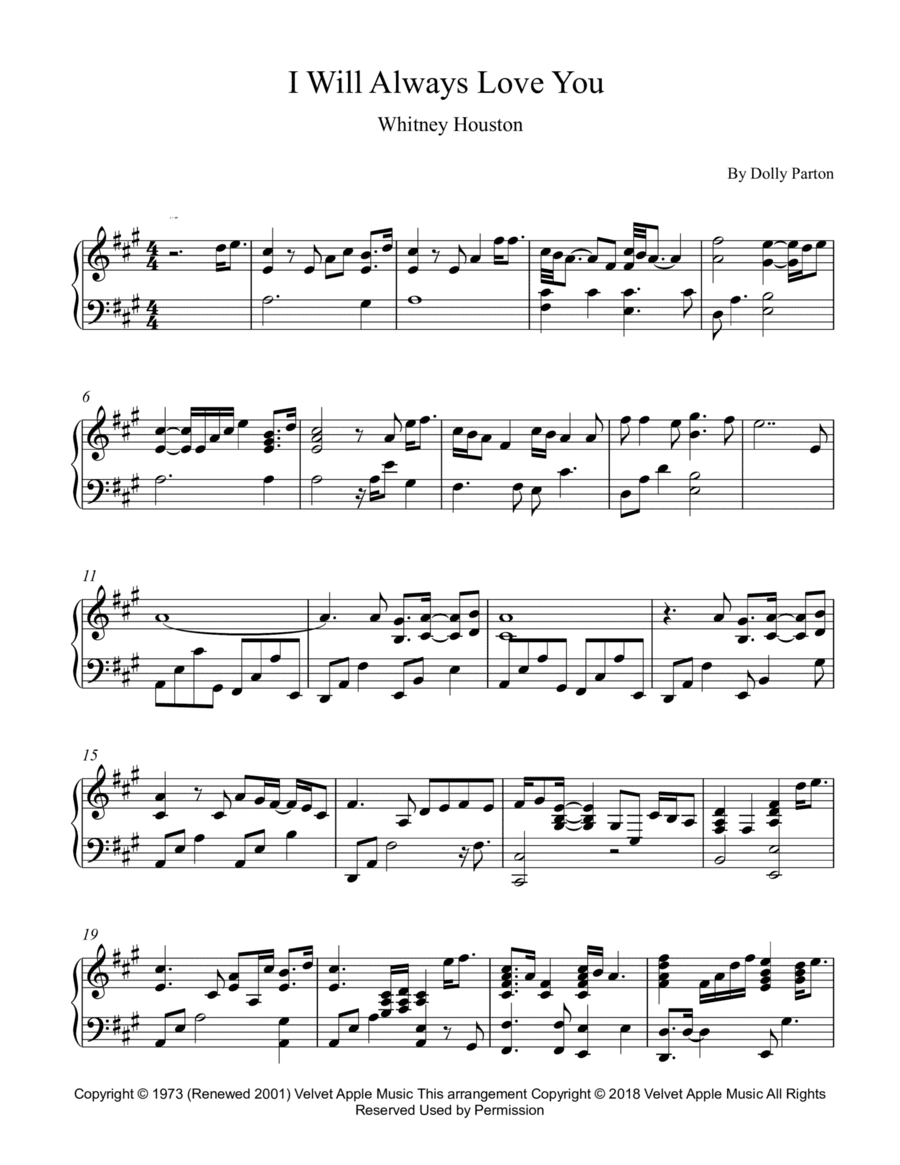 I Will Always Love You (arr. Piano Go Life)