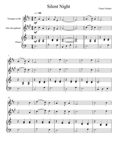 Franz Gruber - Silent Night (Trumpet and Alto Saxophone Duet) (arr. André Laitano)