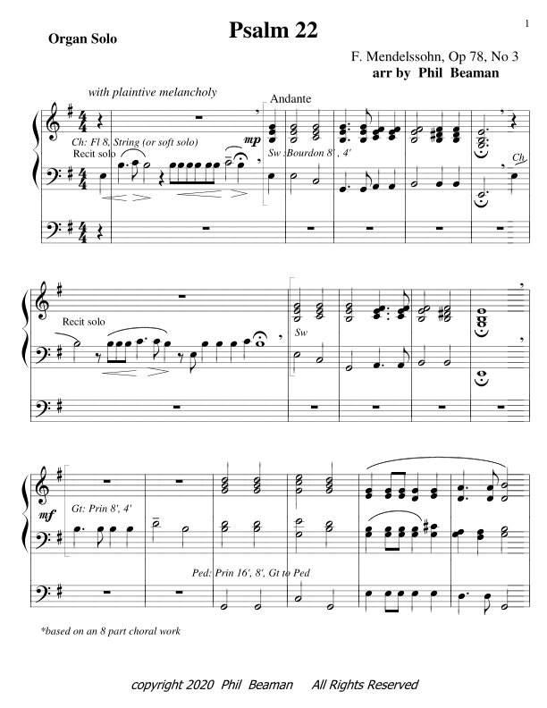 Psalm 22 - Mendelssohn-organ solo (arr. Phil Beaman)