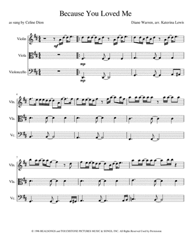 Because You Loved Me (arr. Katerina Anne Lewis)