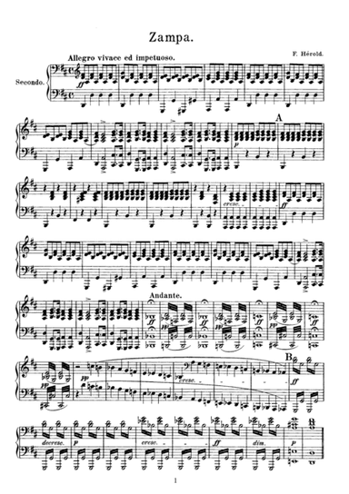 Helord Zampa Overture, for piano duet(1 piano, 4 hands), PH801 (arr. M. Schultze)