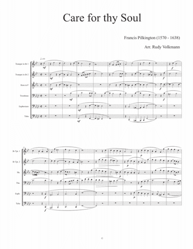 Care for thy Soul - Pilkington - arr. for Brass Sextet or Brass choir (arr. Rudy Volkmann)