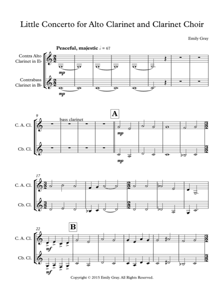 Little Concerto for Alto Clarinet and Clarinet Choir (Contrabass Clarinet Part)