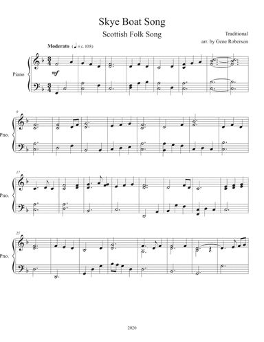 Skye Boat Song for Trio Piano Violin Cello Intermediate (arr. Gene Roberson)
