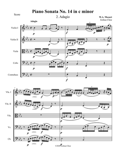 Piano Sonata No. 14, Movement 2 (arr. Joshua Choe)