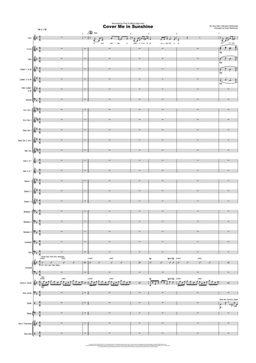 Cover Me In Sunshine (arr. Daryl McKenzie)