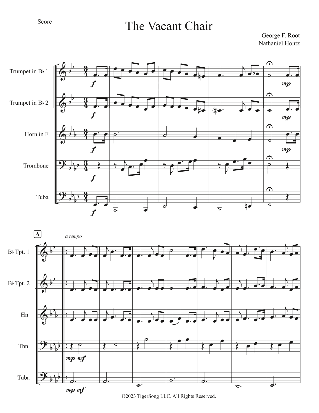 The Vacant Chair (Civil War Song) for Brass Quintet (arr. Nathaniel Hontz)