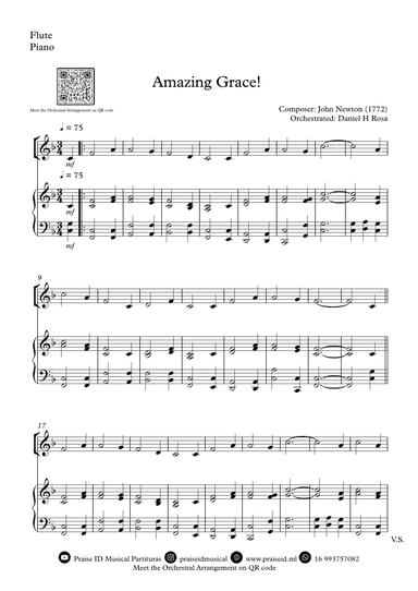 Amazing Grace How Sweet the sound - Easy Flute and Piano (arr. Daniel H Rosa)