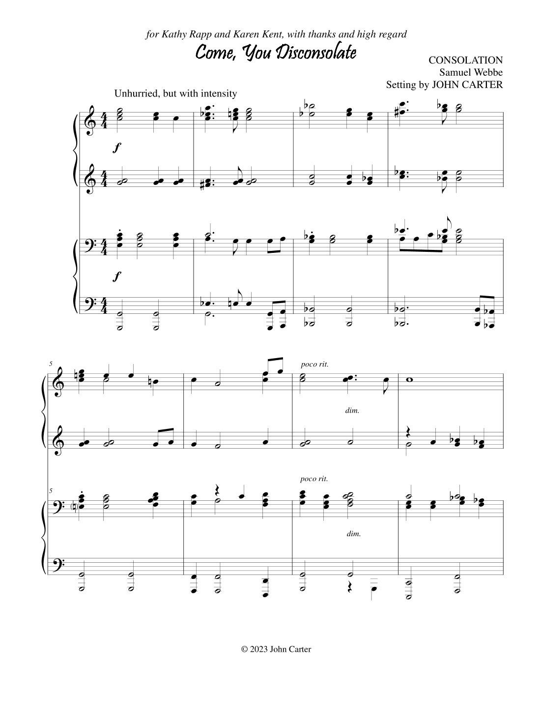 Come, You Disconsolate (arr. John Carter)