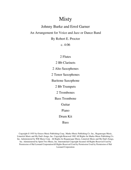 Misty (arr. Robert E. Proctor)
