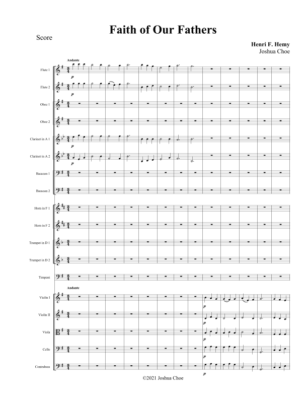 Faith of Our Fathers (arr. Joshua Choe)