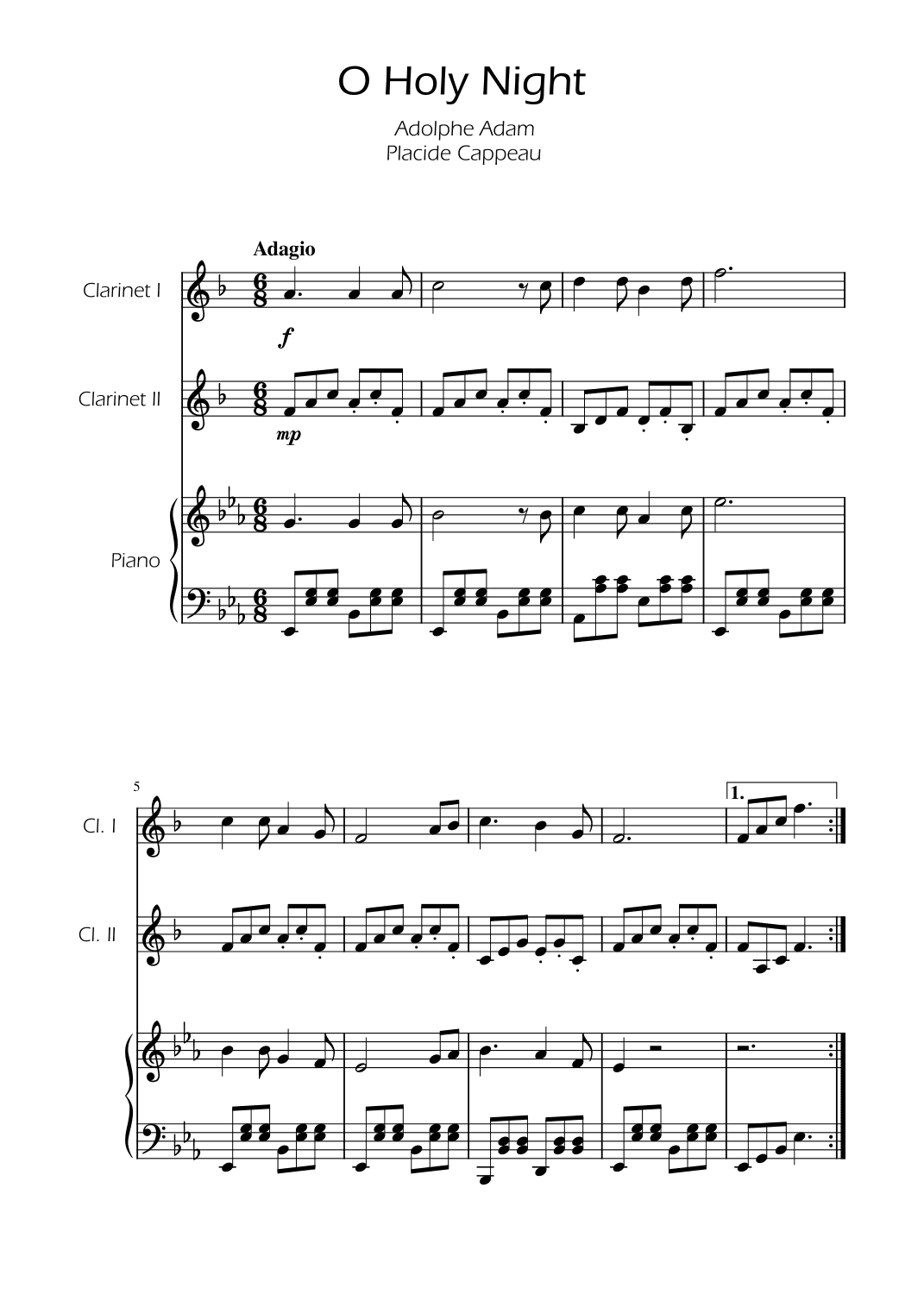 O Holy Night - Clarinet Duet w/ Piano (arr. Ygor Nunes)